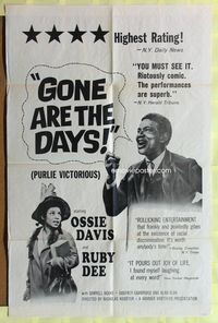 5p370 GONE ARE THE DAYS reviews 1sh '63 starring Ossie Davis from his play, Ruby Dee!