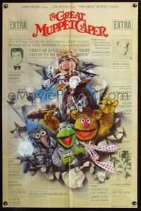 5p381 GREAT MUPPET CAPER 1sh '81 Jim Henson, Kermit the frog, great Drew Struzan artwork!