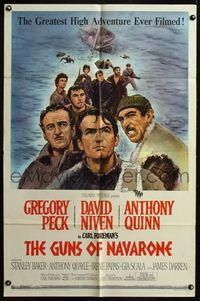 5p393 GUNS OF NAVARONE 1sh '61 Gregory Peck, David Niven & Anthony Quinn by Howard Terpning!