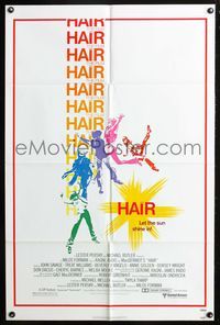 5p395 HAIR 1sh '79 Milos Forman, Treat Williams, musical, let the sun shine in!