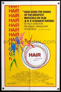 5p396 HAIR review style B2 1sh '79 Milos Forman, Treat Williams, musical, let the sun shine in!