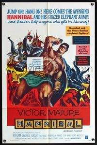5p408 HANNIBAL 1sh '60 artwork of barechested warrior Victor Mature, Edgar Ulmer directed!