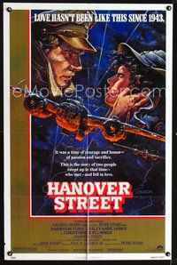5p409 HANOVER STREET 1sh '79 cool art of Harrison Ford & Lesley-Anne Down in World War II by Alvin!