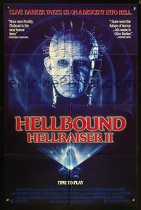 5p446 HELLRAISER 2 1sh '88 creepy close-up of Pinhead, Tony Randel directed!