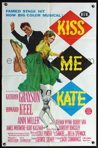 5p508 KISS ME KATE 1sh '53 great art of Howard Keel spanking Kathryn Grayson, sexy Ann Miller!