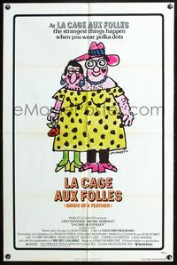 5p511 LA CAGE AUX FOLLES 1sh '79 Ugo Tognazzi, great wacky cross-dressing art by Lou Myers!