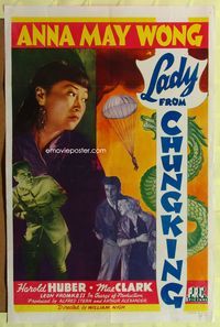 5p515 LADY FROM CHUNGKING 1sh '42 Anna May Wong, Harold Huber, Mae Clark!