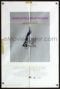 5p517 LADY SINGS THE BLUES 1sh '72 Diana Ross as Billie Holiday, cool artwork of hand & microphone!