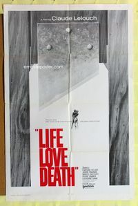 5p537 LIFE LOVE DEATH int'l 1sh '69 Claude Lelouch, La vie, l'amour, la mort, image of guillotine!