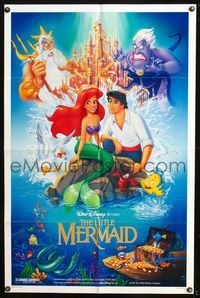 5p545 LITTLE MERMAID DS 1sh '89 Ariel & cast, Disney underwater cartoon!