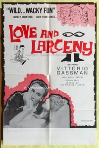 5p556 LOVE & LARCENY 1sh '60 Vittorio Gassman, Anna-Maria Ferrero, Channon artwork!
