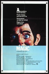 5p570 MAGIC 1sh '78 Richard Attenborough, ventriloquist Anthony Hopkins, creepy dummy image!