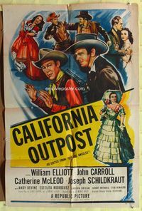 5p663 OLD LOS ANGELES 1sh R53 California Outpost, artwork of William Elliott!