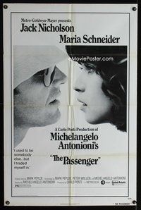 5p690 PASSENGER 1sh '75 Michelangelo Antonioni, c/u of Jack Nicholson & Maria Schneider!