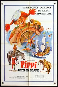 5p701 PIPPI GOES ON BOARD 1sh '75 Har kommer Pippi Langstrump, Inger Nilsson, Smith art, Swedish!