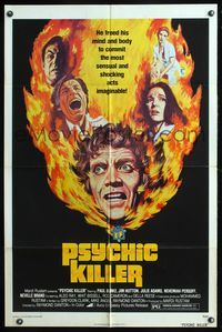 5p713 PSYCHIC KILLER 1sh '75 he freed his mind & body to commit the most sensual & shocking acts!