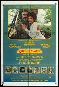 5p728 ROBIN & MARIAN advance 1sh '76 close-up of Sean Connery & Audrey Hepburn!