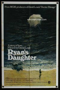 5p736 RYAN'S DAUGHTER 1sh '70 David Lean, Sarah Miles, Lesset beach art!