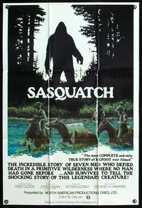 5p739 SASQUATCH 1sh '78 cool art of men searching for Bigfoot in the woods by Marv Boggs!