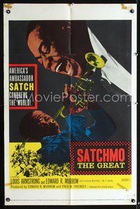 5p740 SATCHMO THE GREAT 1sh '57 wonderful image of Louis Armstrong playing his trumpet & singing!
