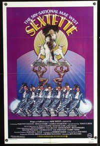 5p756 SEXTETTE 1sh '79 art of ageless Mae West w/dancers & dogs by Drew Struzan!