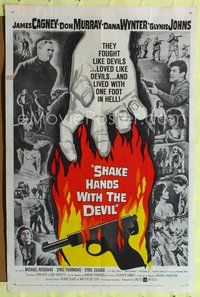 5p760 SHAKE HANDS WITH THE DEVIL 1sh '59 James Cagney, Don Murray, Dana Wynter, sexy Glynis Johns!