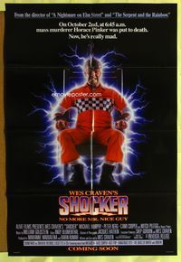 5p765 SHOCKER advance 1sh '89 Wes Craven, wild image of electrocuted murderer Mitch Pileggi!