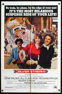 5p769 SILVER STREAK style A 1sh '76 art of Gene Wilder, Richard Pryor & Jill Clayburgh by Gross!