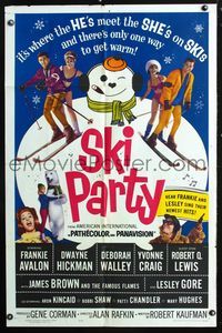 5p774 SKI PARTY 1sh '65 Frankie Avalon, Dwayne Hickman, where the he's meet the she's on skis!