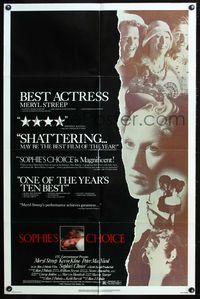5p792 SOPHIE'S CHOICE reviews 1sh '82 Alan J. Pakula directed, Meryl Streep, Kline & Peter MacNicol!
