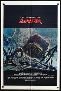 5p793 SORCERER 1sh '77 William Friedkin, Wages of Fear, image of truck crossing rope bridge!