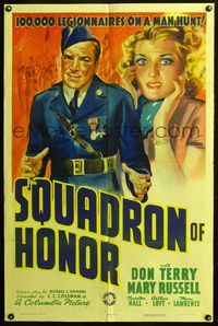 5p803 SQUADRON OF HONOR 1sh '38 Don Terry, Mary Russell, legionnaires on a man hunt!