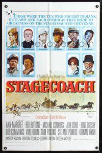 5p805 STAGECOACH 1sh '66 Ann-Margret, Red Buttons, Bing Crosby, great Norman Rockwell art!