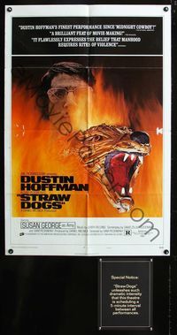 5p815 STRAW DOGS style D w/notice 1sh '72 directed by Sam Peckinpah, Dustin Hoffman & Susan George!