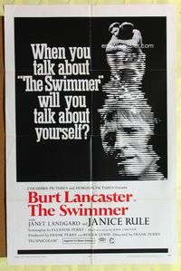 5p832 SWIMMER 1sh '68 Burt Lancaster, directed by Frank Perry, will you talk about yourself?