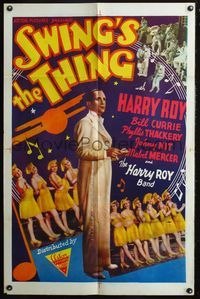5p833 SWING'S THE THING 1sh '40 Everything Is Rhythm, Harry Roy's band & sexy dancers!