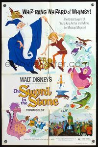 5p835 SWORD IN THE STONE 1sh R73 Disney's cartoon story of young King Arthur & Merlin the Wizard!
