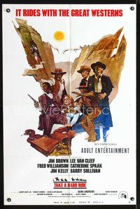 5p836 TAKE A HARD RIDE style A 1sh '75 cool Rogers art of Jim Brown, Lee Van Cleef, Fred Williamson!