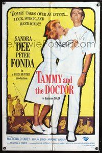 5p842 TAMMY & THE DOCTOR 1sh '63 Harry Keller directed, Peter Fonda, sexy nurse Sandra Dee!