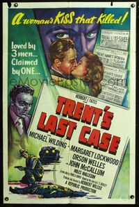 5p897 TRENT'S LAST CASE 1sh '53 art of Margaret Lockwood, Michael Wilding & Orson Welles!