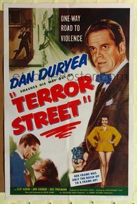 5p851 TERROR STREET 1sh '53 Dan Duryea, exploding with excitement and violence!