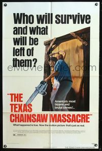 5p855 TEXAS CHAINSAW MASSACRE 1sh '74 Tobe Hooper cult classic slasher horror!