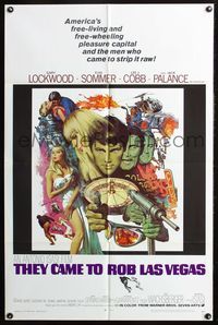 5p860 THEY CAME TO ROB LAS VEGAS 1sh '68 Gary Lockwood, cool artwork including roulette wheel!
