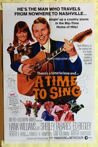 5p880 TIME TO SING 1sh '68 Hank Williams Jr. playing guitar, Shelley Fabares, country music!