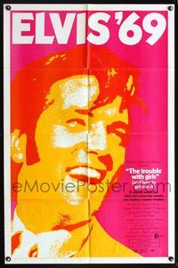 5p909 TROUBLE WITH GIRLS 1sh '69 great gigantic close up art of smiling Elvis Presley!