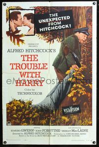 5p910 TROUBLE WITH HARRY 1sh '55 Alfred Hitchcock, Edmund Gwenn, Shirley MacLaine!
