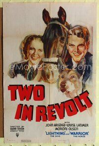 5p923 TWO IN REVOLT 1sh '36 John Arledge, Louise Latimer, Lightning the Dog & Warrior the Horse!