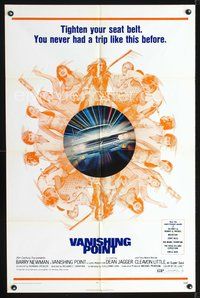 5p939 VANISHING POINT 1sh '71 car chase cult classic, you never had a trip like this before!