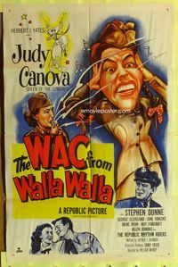 5p950 WAC FROM WALLA WALLA 1sh '52 many images of wacky Judy Canova, Queen of the Cowgirls!