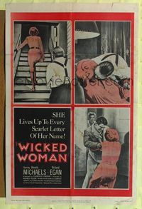 5p964 WICKED WOMAN 1sh '53 bad girl Beverly Michaels, Richard Egan, film noir!